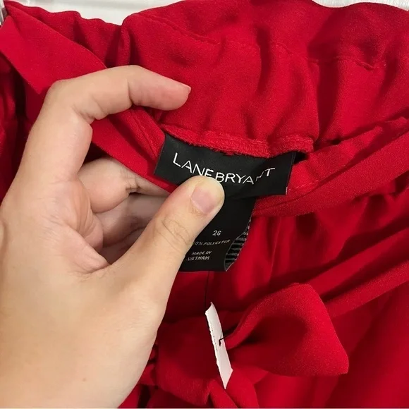 Lane Bryant Red Belted Pull On Ankle Pants Size 26 G - Picture 3 of 8